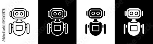 robot white icon set design