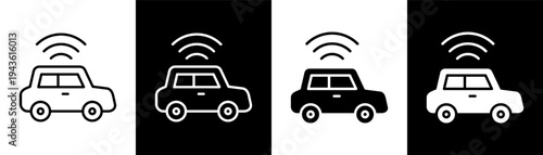 Autonomous Car white icon set design