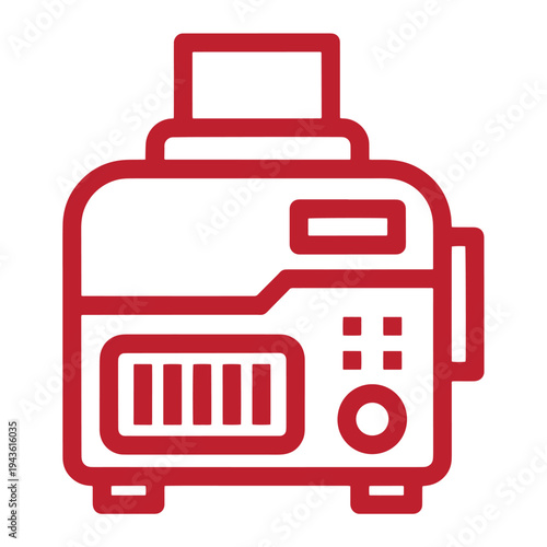 Red generator icon for power supply or electrical equipment  symbol for energy and industrial use