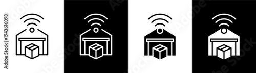 Smart Warehouse white icon set design