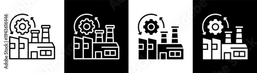 Industrial Revolution white icon set design