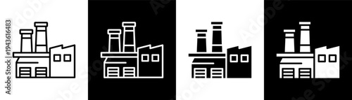 factory white icon set design