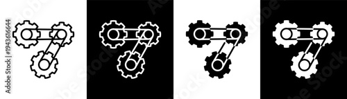 Mechanical white icon set design