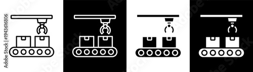 manufacturing white icon set design