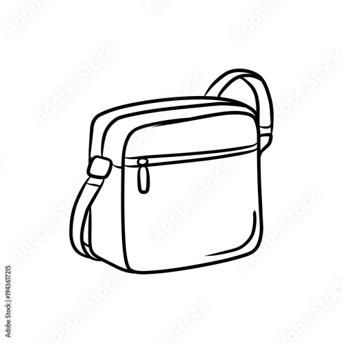 Minimalist Line Art Illustration of a Modern Messenger Bag with Shoulder Strap
