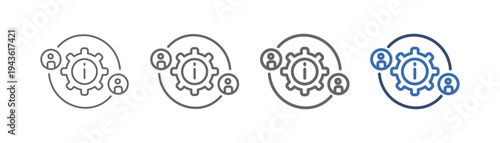 
outline icon set information with gear, circle, and two people design