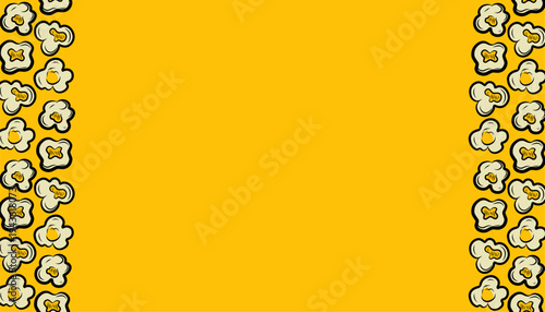 Popcorn background Pattern. Handdrawn Snack Illustration. Buttery Kernel Shapes. Repeating Food Background. Packaging Textile Design.