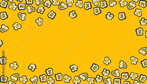 Popcorn background Pattern. Handdrawn Snack Illustration. Buttery Kernel Shapes. Repeating Food Background. Packaging Textile Design.