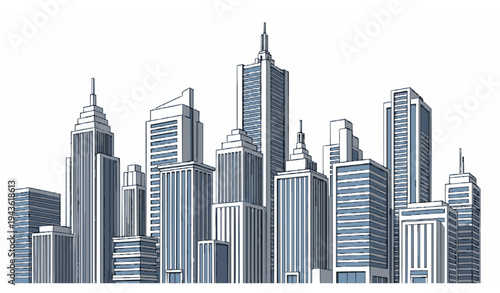 Abstract corporate buildings architecture composition modern business city vector illustration