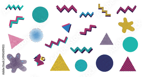 Colorful geometric shapes icons set.