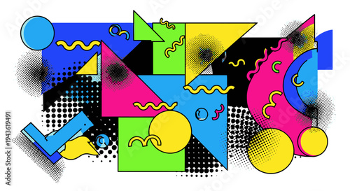 Colorful geometric shapes pattern design.