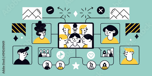 Connected people through technology a visual representation of online communication