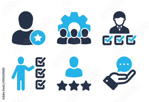 Talent Management and Performance Evaluation icon set. Solid glyph series icons