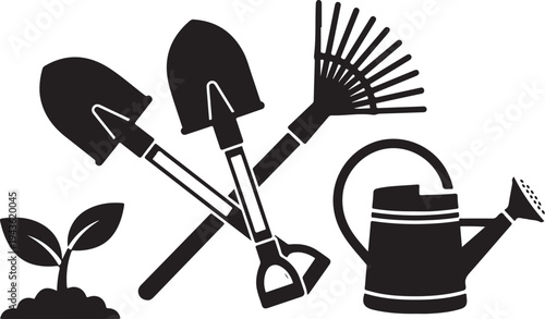 Gardening tools and equipment for planting and growth care