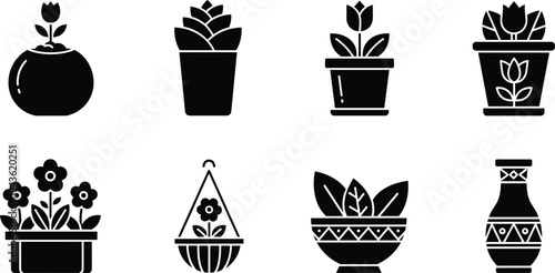 Black vector silhouette collection featuring electrical utility workers on power lines, high voltage pylons, substation maintenance, and city electricians for industrial energy infrastructure design.