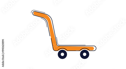 Simple orange and black icon of a luggage trolley or airport cart used for transporting bags and suitcases during travel journeys.