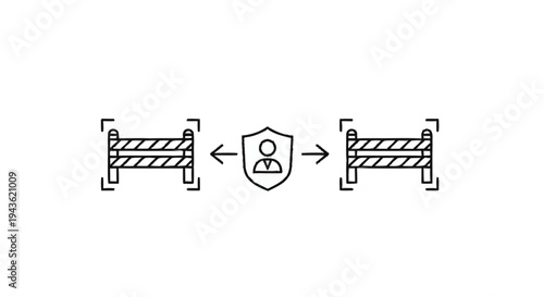 Security Barrier Protection Concept with Person Icon.