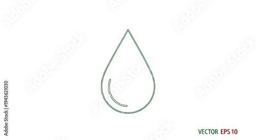Simple Line Art Droplet Icon Representing Water.