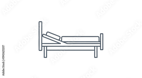 Simple Line Art Hospital Bed Illustration.