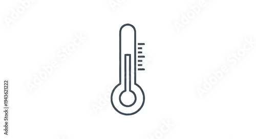Simple Line Art Icon of a Thermometer Measuring Temperature.