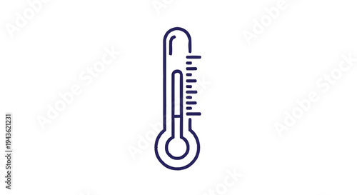Simple Line Art Icon of a Thermometer Measuring Temperature.