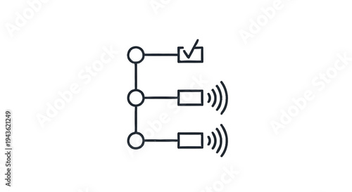 Simple Line Art Diagram Showing Network Connectivity and Status.