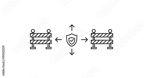 Security Barrier Protection Shield Icon Concept.