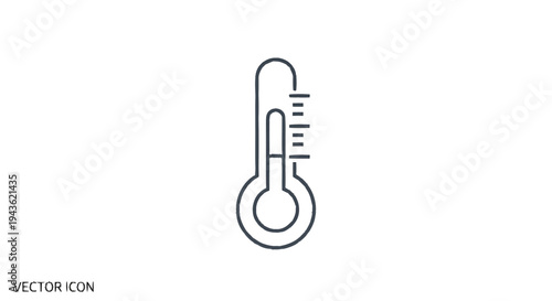 Simple Line Art Icon of a Thermometer Measuring Temperature.