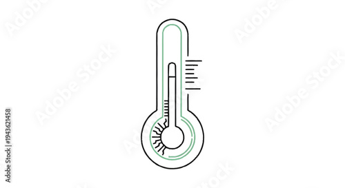 Simple Line Art Illustration of a Thermometer Measuring Temperature.