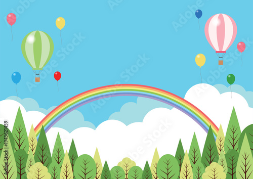 山のレジャー背景、かわいい、シンプル、イラスト、横