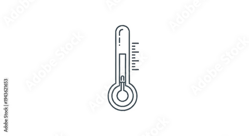 Simple Line Art Icon of a Thermometer Measuring Temperature.