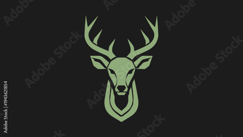 Stylized Deer Head Emblem with Antlers.