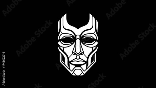 Stylized Futuristic Mask Design with Geometric Patterns.