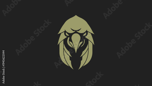 Stylized Eagle Head Emblem with Sharp Features and Dark Background.