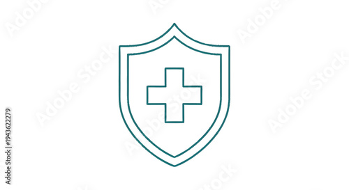 Shield with a plus sign symbolizing health and protection.
