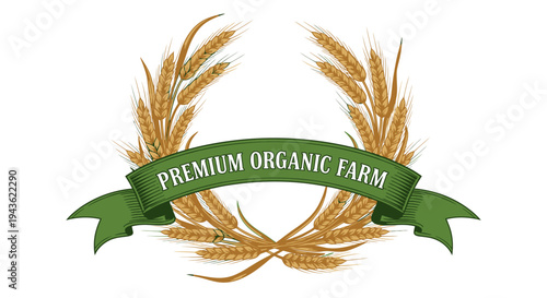 Premium Organic Farm Wheat Logo.