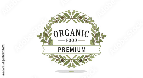 Organic food premium label logo.