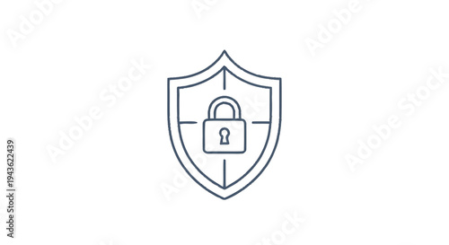 Security Shield with Padlock Icon Represents Protection and Safety.