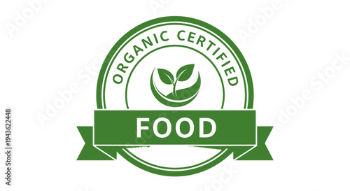 Organic food certification green logo.