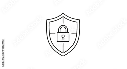 Security Shield with Padlock Icon Represents Protection and Safety.