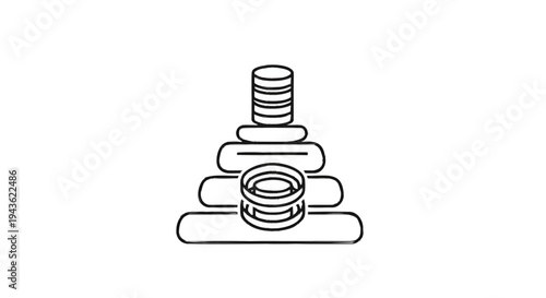 Stacking Rings Toy Icon Simple Outline Design.
