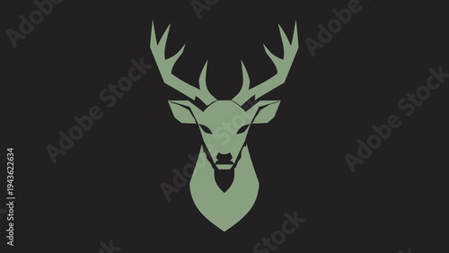 Stylized Deer Head Silhouette with Antlers.
