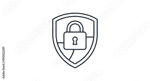 Security Shield with Padlock Icon Represents Protection and Safety.