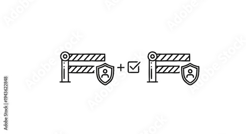 Security Barrier with Person Icon and Checkmark Illustration.