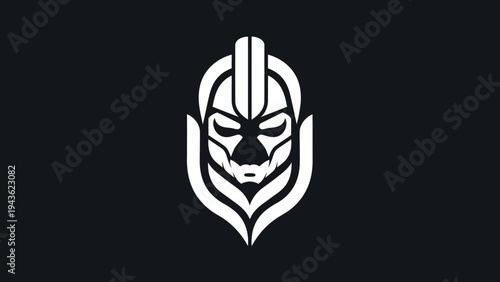 Stylized Futuristic Robot Head Emblem Design.