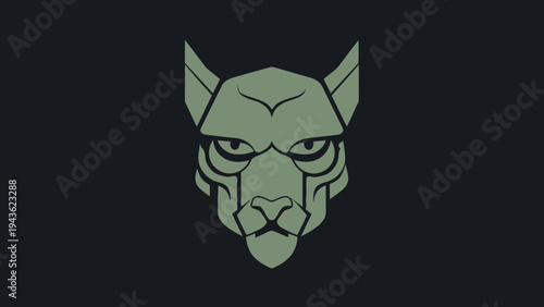 Stylized Geometric Animal Head with Intense Eyes.