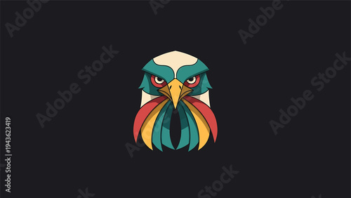 Stylized Eagle Head Emblem with Vibrant Colors.