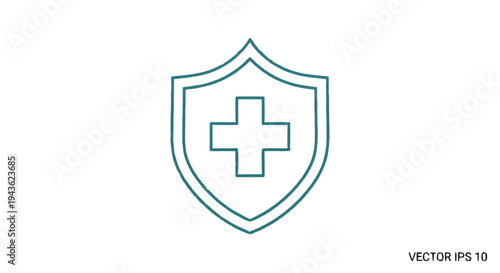 Shield with Medical Cross Symbol for Health Protection.