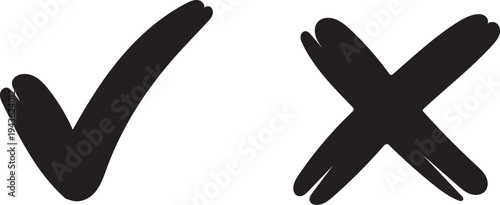 Check Mark and Cross Symbol – Bold Black Vector Icons