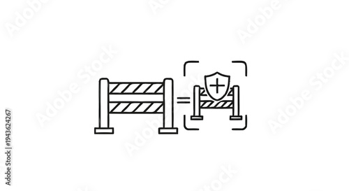 Security Barrier with Shield and Focus Symbol.
